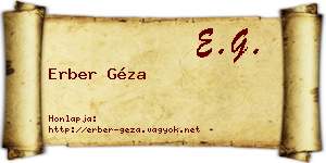 Erber Géza névjegykártya